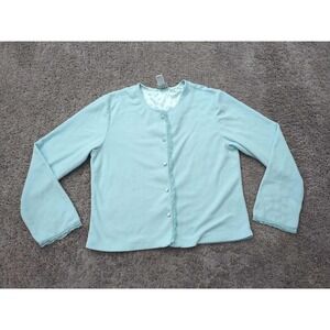 Jasmine Rose Intimates Sweater Womens Large Blue Long Sleeve Button Up Sleepwear